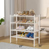 Picture of ROMGUAR CRAFT 4 Tier Bamboo Shoe Rack for Closet Free Standing Wood Shoe Shelf for Entryway Small Space Stackable 27"x11"x26" (White)