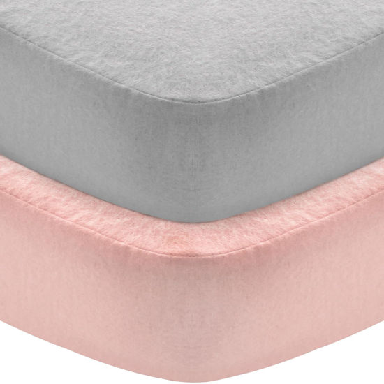 Picture of Flannel Crib Sheet 2 Pack, 100% Cotton Flannel Crib Sheet, Heavenly Soft Fitted Crib Sheet for Standard Crib (28" X 52") and Toddler Mattresses, Grey&Pink
