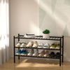 Picture of ROMGUAR CRAFT 3-Tier Bamboo Long Shoe Rack, Free Standing Wood Shoe Shelf Storage Organizer for Closet Entryway Stackable 35"x11"x20" (Black)