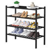Picture of ROMGUAR CRAFT 4 Tier Bamboo Shoe Rack for Closet Free Standing Wood Shoe Shelf for Entryway Small Space Stackable 27"x11"x26" (Black)