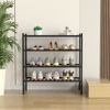 Picture of ROMGUAR CRAFT 4 Tier Bamboo Shoe Rack for Closet Free Standing Wood Shoe Shelf for Entryway Small Space Stackable 27"x11"x26" (Black)
