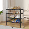 Picture of ROMGUAR CRAFT 4 Tier Bamboo Shoe Rack for Closet Free Standing Wood Shoe Shelf for Entryway Small Space Stackable 27"x11"x26" (Black)