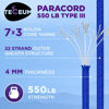 Picture of TECEUM Paracord Type III 550 Simple Blue - 50 ft - 4mm - Tactical Rope MIL-SPEC - Outdoor para Cord -Camping Hiking Fishing Gear and Equipment - EDC Parachute Cord - Strong Survival Rope 001b