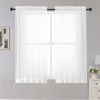Picture of OWENIE White Sheer Curtains, 45 inches Long, 2 Panels, Rod Pocket, Light Filtering, Cafe Curtains for Kitchen, Bedroom, Small Window, 42W x 45L, 100% Polyester
