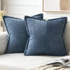 Picture of MIULEE Blue Corduroy Pillow Covers 20x20 inch with Splicing Set of 2 Super Soft Boho Striped Pillow Covers Broadside Decorative Spring Textured Throw Pillows for Couch Cushion Bed Livingroom