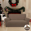 Picture of Easy-Going Stretch Loveseat Slipcover 1-Piece Sofa Cover Furniture Protector Couch Soft with Elastic Bottom for Kids Polyester Spandex Jacquard Fabric Small Checks (Loveseat, Brown)