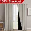 Picture of NICETOWN Full Shading Curtains 90 inches Long 2 Panels Set for Windows, Super Heavy-Duty Black Lined Blackout Curtains for Bedroom, Privacy Assured Window Treatment (Natural, Pack of 2, 52 inches W)