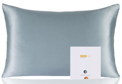 Picture of ZIMASILK 100% Pure Mulberry Silk Pillowcase for Hair and Skin Health,Soft and Smooth,Both Sides Premium Grade 6A Silk,600 Thread Count,with Hidden Zipper,1pc (King 20''x36'',Blue Haze)
