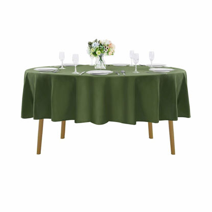 Picture of 60 inch Round Tablecloth Washable Polyester Table Cloth Decorative Table Cover for Wedding Party Dining Banquet（60 inch,Willow）