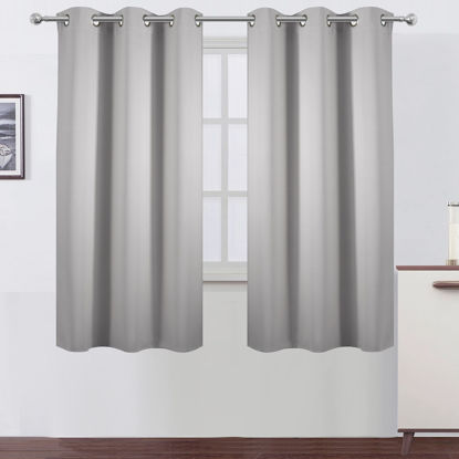 Picture of LEMOMO Light Grey Blackout Curtains 38 x 63 Inch Length/Set of 2 Curtain Panels/Thermal Insulated Room Darkening Blackout Curtains for Bedroom