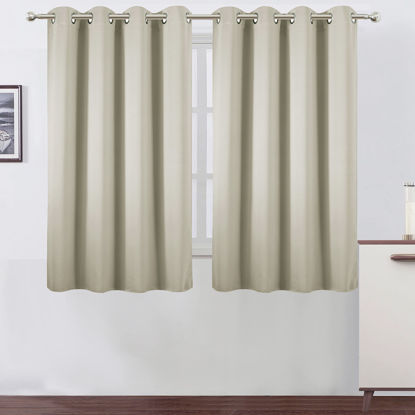 Picture of LEMOMO Light Beige Blackout Curtains/52 x 45 Inch Length Kids Curtains/Set of 2 Panels Grommet Bedroom Curtains for Living Room Curtains
