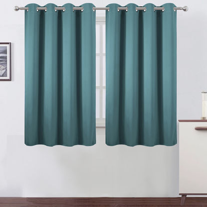 Picture of LEMOMO Blackout Curtains 52 x 45 inch/Sea Teal Curtains Set of 2 Panels/Thermal Insulated Room Darkening Bedroom Curtains