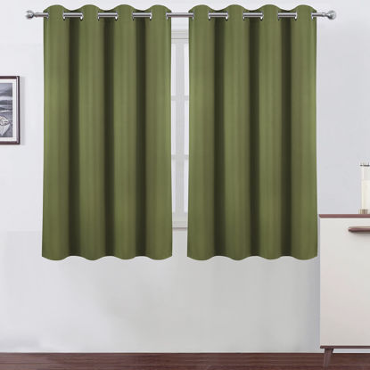 Picture of LEMOMO Blackout Curtains 52 x 45 inch/Olive Green Curtains Set of 2 Panels/Thermal Insulated Room Darkening Bedroom Curtains
