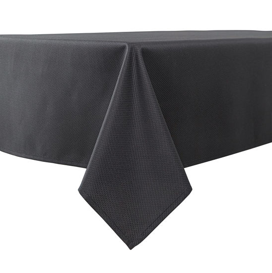 Picture of Biscaynebay Textured Fabric Tablecloths 60 X 108 Inches Rectangular, Black Water Resistant Spill Proof Tablecloths for Dining, Kitchen, Wedding and Parties, Machine Washable