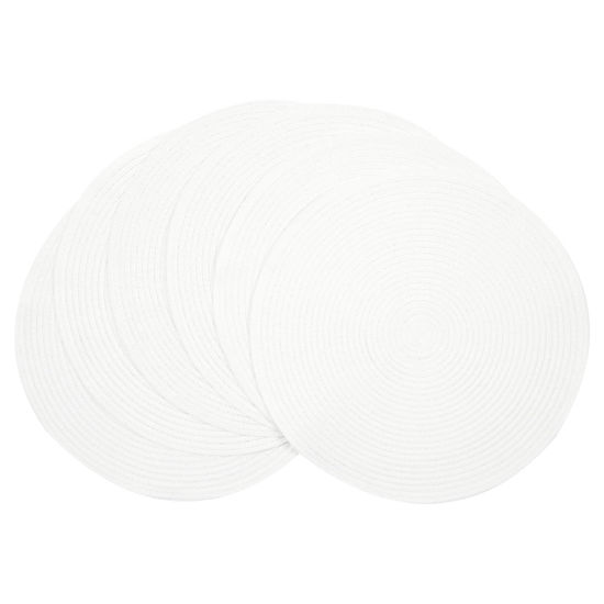 Picture of SHACOS Round Braided Placemats Set of 6 Round Table Mats for Dining Table 15 inch Washable Cotton Polyester Place Mat (White, 6)