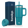 Picture of Konokyo 30 oz Tumbler with Handle and 2 Straws,2 in 1 Lid Insulated Water Bottle Stainless Steel Travel Coffee Mug,Blue