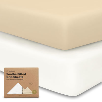 Picture of KeaBabies 2-Pack Organic Crib Sheets for Boys, Girls, Jersey Fitted Crib Sheet, Baby Crib Sheets Neutral, Cotton Breathable Crib Sheet, Cute Printed Crib Mattress Sheet, Baby Mattress Sheets (Khaki)