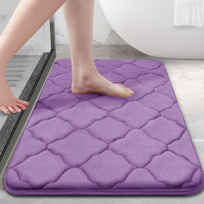Picture of OLANLY Memory Foam Bath Mat Rug 36x24, Ultra Soft Non Slip and Absorbent Bathroom Rug, Machine Wash Dry, Comfortable, Thick Bath Rug Carpet for Bathroom Floor, Tub and Shower, Lavender