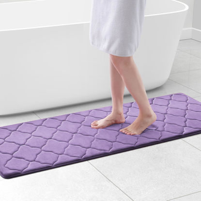 Picture of OLANLY Memory Foam Bath Mat Rug 59x20, Ultra Soft Non Slip and Absorbent Bathroom Rug, Machine Wash Dry, Comfortable, Thick Bath Rug Carpet for Bathroom Floor, Tub and Shower, Lavender