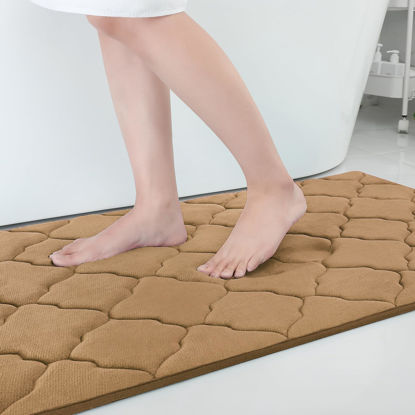 Picture of OLANLY Memory Foam Bath Mat Rug 40x32, Ultra Soft Non Slip and Absorbent Bathroom Rug, Machine Wash Dry, Comfortable, Thick Bath Rug Carpet for Bathroom Floor, Tub and Shower, Dark Beige