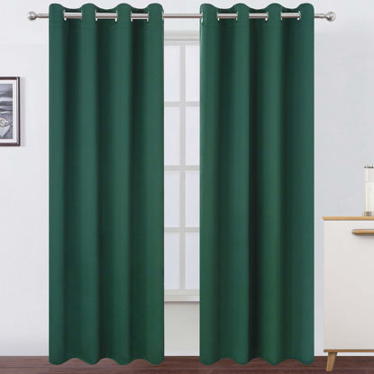 Picture of LEMOMO Blackout Curtains 66 x 84 inch/Dark Green Curtains Set of 2 Panels/Thermal Insulated Room Darkening Bedroom Curtains