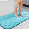 Picture of OLANLY Memory Foam Bath Mat Rug 44x24, Ultra Soft Non Slip and Absorbent Bathroom Rug, Machine Wash Dry, Comfortable, Thick Bath Rug Carpet for Bathroom Floor, Tub and Shower, Sky Blue