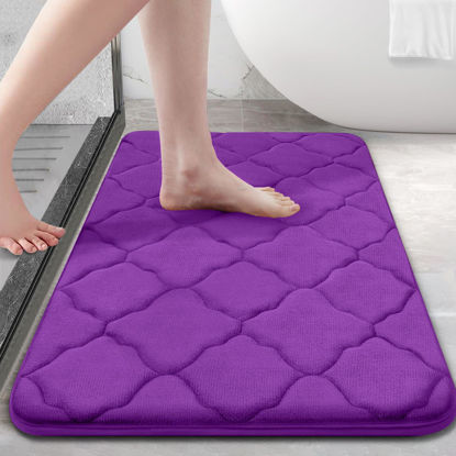 Picture of OLANLY Memory Foam Bath Mat Rug 36x24, Ultra Soft Non Slip and Absorbent Bathroom Rug, Machine Wash Dry, Comfortable, Thick Bath Rug Carpet for Bathroom Floor, Tub and Shower, Purple
