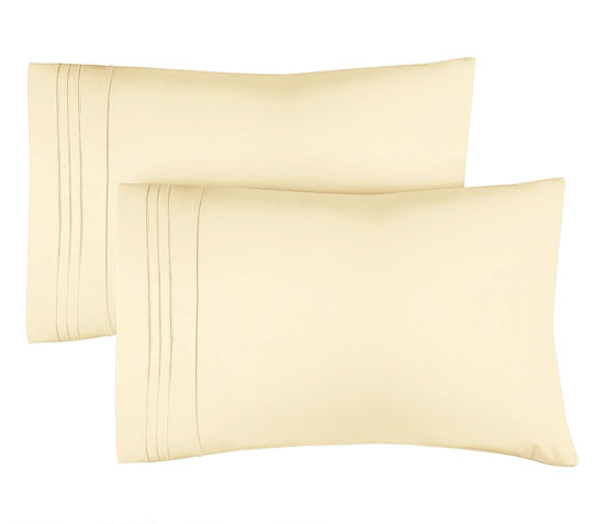 Picture of King Pillow Cases Set of 2 - Extra Soft, Hotel Quality Pillowcase Covers - Comfy Bedding for Women, Men, Kids & Teens - Machine Washable Pillow Protectors - 2 Piece - King Size Off White Pillow Cover