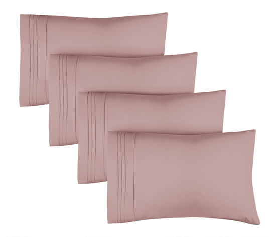 Picture of CGK Unlimited King Size Microfiber Pillowcase Set, 4 Pieces, Mauve