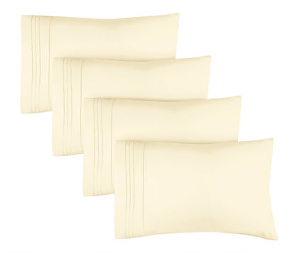 Picture of King Size Pillow Cases Set of 4 - Extra Soft Pack of 4 Pillowcase Covers - Hotel Luxury Pillowcases, Machine Washable Pillow Protectors - 20x40 Pillow Cases 4 Piece - Soft King Off White Pillow Covers