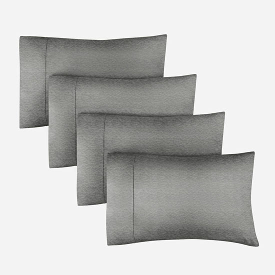 Picture of Queen Size Pillow Cases Set of 4 - Extra Soft Pack of 4 Pillowcases - Hotel Luxury Pillowcases - Machine Washable Pillow Protectors - 20x40 Pillow Cases 4 Piece - Queen Heathered Grey Pillow Covers