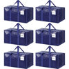 Picture of 6 Pack Extra Heavy Duty Large Moving Bags with Strong Zipper & Comfortable Handles, Sturdy & Durable Clothes Storage Bags Totes Bins, Blue Packing Bags Moving Boxes College Moving Supplies, Dark Blue