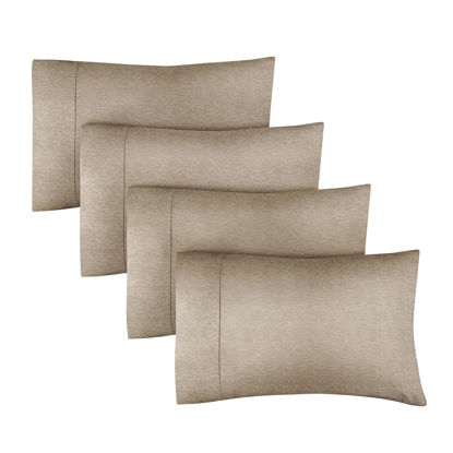 Picture of Queen Size Pillow Cases Set of 4 - Extra Soft Pack of 4 Pillowcases - Hotel Luxury Pillowcases - Machine Washable Pillow Protectors - 20x40 Pillow Cases 4 Piece - Queen Heathered Beige Pillow Covers