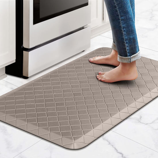 Picture of HappyTrends Kitchen Runner Rugs Anti-Fatigue mats,17.3"x 28",Non Slip Waterproof Ergonomic Comfort Mat for Kitchen, Floor Home, Office, Sink, Laundry,Khaki