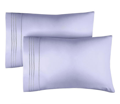Picture of Queen Pillow Cases Set of 2 - Extra Soft, Hotel Quality Pillowcase Covers - Comfy Bedding for Women, Men, Kids & Teens - Machine Washable Pillow Protectors - 2 Piece - Queen Size Lavender Pillow Cover