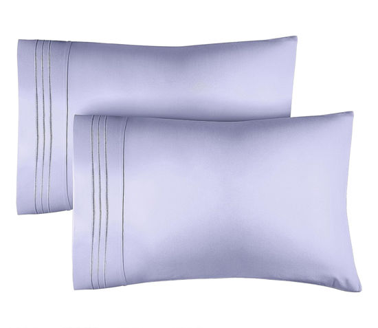 Picture of Queen Pillow Cases Set of 2 - Extra Soft, Hotel Quality Pillowcase Covers - Comfy Bedding for Women, Men, Kids & Teens - Machine Washable Pillow Protectors - 2 Piece - Queen Size Lavender Pillow Cover