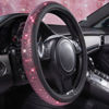 Picture of CAR PASS Bling Diamond Leather Steering Wheel Cover, Bling Sparkly Crystal Glitter Rhinestones Universal Fit 14" 1/2-15" Car Wheel Protect for Women Girl Fit Suvs,Vans,Sedans,Cars,Trucks, Pink Black