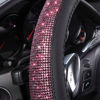 Picture of CAR PASS Bling Diamond Leather Steering Wheel Cover, Bling Sparkly Crystal Glitter Rhinestones Universal Fit 14" 1/2-15" Car Wheel Protect for Women Girl Fit Suvs,Vans,Sedans,Cars,Trucks, Pink Black