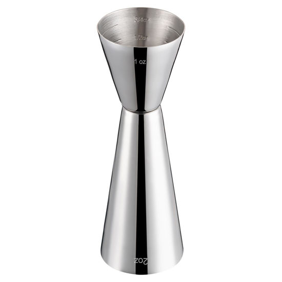 Picture of Briout Jigger for Bartending, Double Cocktail Jigger Japanese Premium 304 Food Grade Stainless Steel Jigger 2 OZ 1 OZ with Measurements Inside, Flat Edge