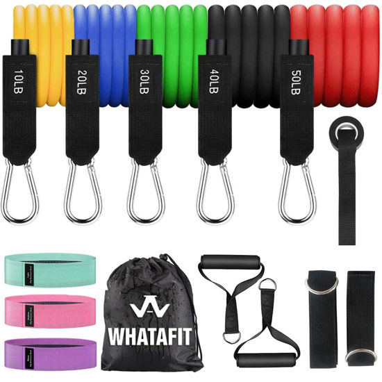 Picture of WHATAFIT Resistance Bands, Exercise Bands，Resistance Bands for Working Out, Work Out Bands with Handles for Men and Women Fitness, Strength Training Home Gym Equipment