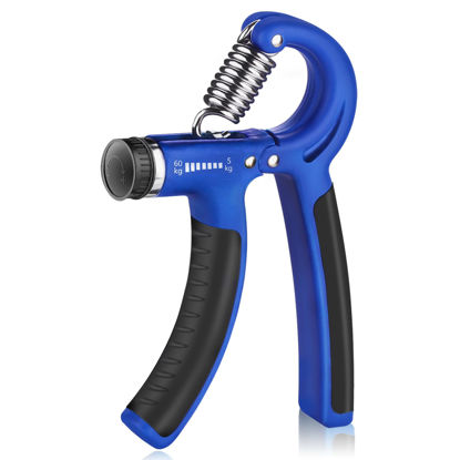 Picture of Grip Strength Trainer, Hand Grip Exerciser Strengthener with Adjustable Resistance 11-132 Lbs (5-60kg), Forearm Strengthener, Hand Exerciser for Muscle Building and Injury Recovery Blue