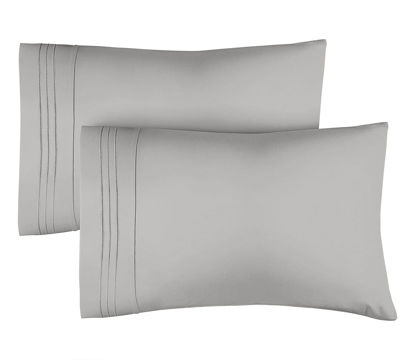 Picture of King Pillow Cases Set of 2 - Ultra Soft Hotel Quality Pillowcase Covers - Comfy Cozy Bedding for Women, Men, Kids & Teens - Machine Washable Pillow Protectors - 2 Pieces Set - King Size French Grey