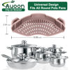 Picture of AUOON Clip On Strainer Silicone for All Pots and Pans, Pasta Strainer Clip on Food Strainer for Meat Vegetables Fruit Silicone Kitchen Colander (Almond Rose)
