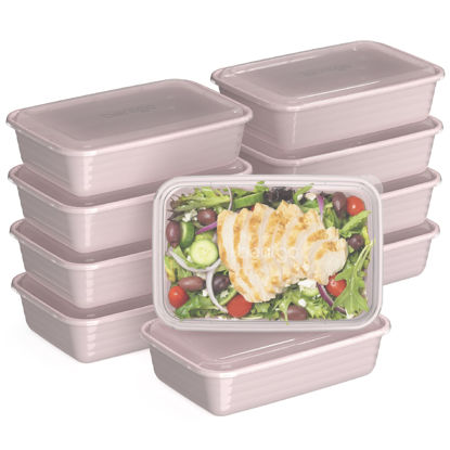 Picture of Bentgo 20-Piece Lightweight, Durable, Reusable BPA-Free 1-Compartment Containers - Microwave, Freezer, Dishwasher Safe - Blush Pink