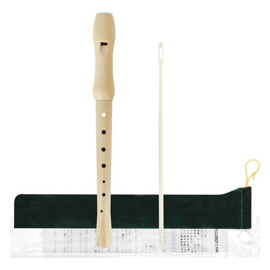 Picture of Mr.Power Maple Wooden Soprano Recorder, C Key German Style Fingering 8 Holes 2 Piece School-Approved Musical Instrument Pupil Student Educational (Wood Color)