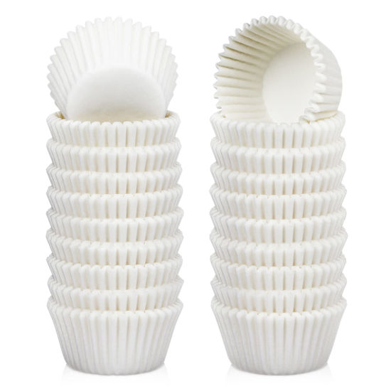 Picture of Caperci 500 Count Mini Cupcake Liners White Muffin Liners Greaseproof No Smell Small Cupcake Wrappers Baking Cups