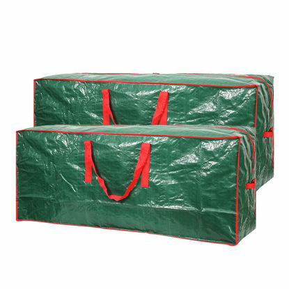 Picture of Christmas Tree Storage Bag- 2 pack - Fits Up to 7.5ft Xmas Disassembled Trees with Durable Reinforced Handles & Dual Zipper -Waterproof Material Protects from Dust,Moisture(Green, 7.5ft)
