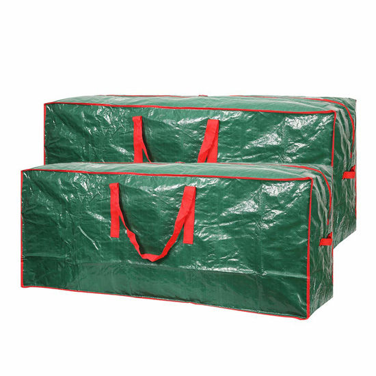 Picture of Christmas Tree Storage Bag- 2 pack - Fits Up to 7.5ft Xmas Disassembled Trees with Durable Reinforced Handles & Dual Zipper -Waterproof Material Protects from Dust,Moisture(Green, 7.5ft)