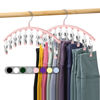 Picture of Legging Organizer for Closet, Metal Yoga Pants Hangers 2 Pack w/10 Clips Holds 20 Leggings, Space Saving Hanging Closet Organizer w/Rubber Coated Closet Organizers and Storage, Pink