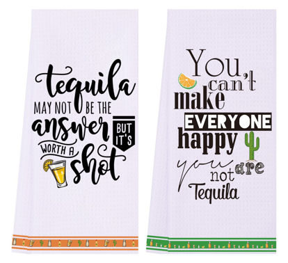 Picture of LXOMILL Tequila Gifts, Funny Kitchen Towels, Tequila Accessories, Cute Decorative Dish Towels Sets, Funny Tequila Gift, Housewarming Gift